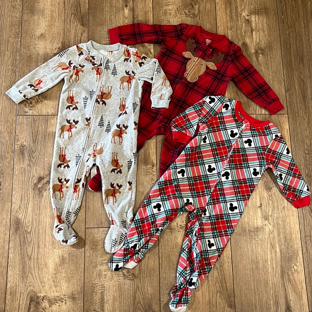 Lot of 3 Fleece Footed Pajamas